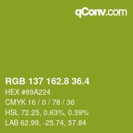 カラーコード: RGB 137 162.8 36.4 | qconv.com