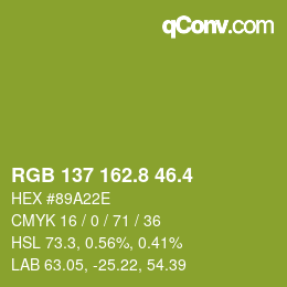 カラーコード: RGB 137 162.8 46.4 | qconv.com