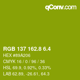 カラーコード: RGB 137 162.8 6.4 | qconv.com
