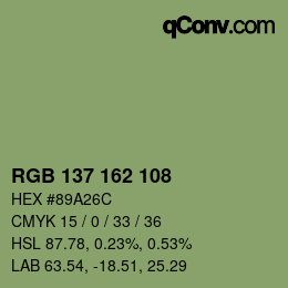 カラーコード: RGB 137 162 108 | qconv.com