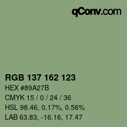 Color code: RGB 137 162 123 | qconv.com