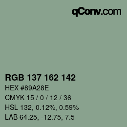 Color code: RGB 137 162 142 | qconv.com