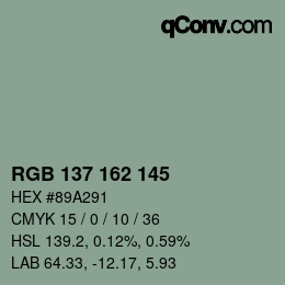 Color code: RGB 137 162 145 | qconv.com
