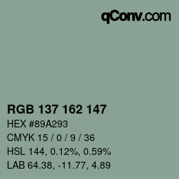 カラーコード: RGB 137 162 147 | qconv.com