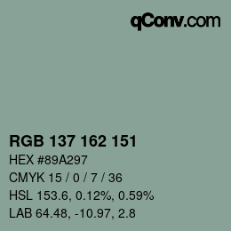 カラーコード: RGB 137 162 151 | qconv.com
