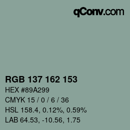 Color code: RGB 137 162 153 | qconv.com