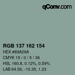 カラーコード: RGB 137 162 154 | qconv.com