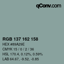 Código de color: RGB 137 162 158 | qconv.com