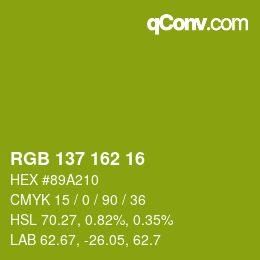 Color code: RGB 137 162 16 | qconv.com