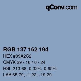 カラーコード: RGB 137 162 194 | qconv.com