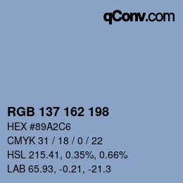 Color code: RGB 137 162 198 | qconv.com