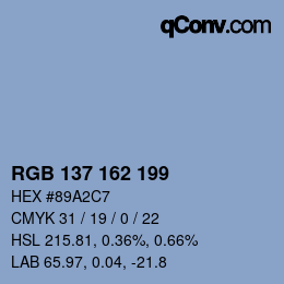 Color code: RGB 137 162 199 | qconv.com