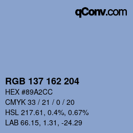 Farbcode: RGB 137 162 204 | qconv.com