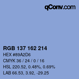 カラーコード: RGB 137 162 214 | qconv.com