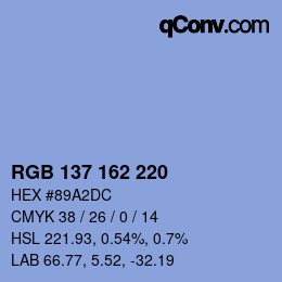Color code: RGB 137 162 220 | qconv.com