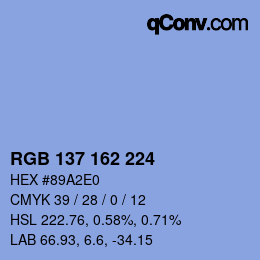 Color code: RGB 137 162 224 | qconv.com