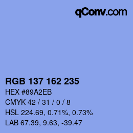 Color code: RGB 137 162 235 | qconv.com
