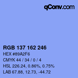 Color code: RGB 137 162 246 | qconv.com