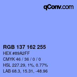 Color code: RGB 137 162 255 | qconv.com