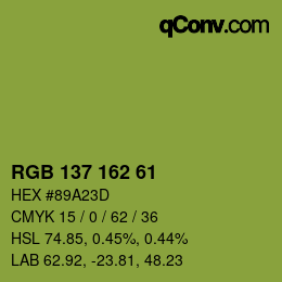 カラーコード: RGB 137 162 61 | qconv.com