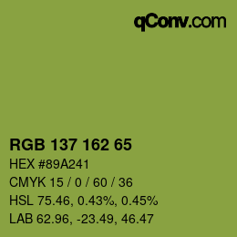 カラーコード: RGB 137 162 65 | qconv.com