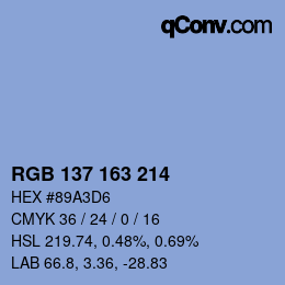カラーコード: RGB 137 163 214 | qconv.com