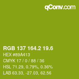 カラーコード: RGB 137 164.2 19.6 | qconv.com