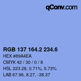 カラーコード: RGB 137 164.2 234.6 | qconv.com