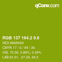 カラーコード: RGB 137 164.2 9.6 | qconv.com