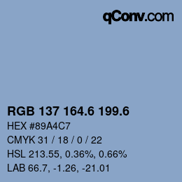 カラーコード: RGB 137 164.6 199.6 | qconv.com