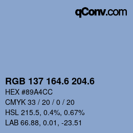 カラーコード: RGB 137 164.6 204.6 | qconv.com