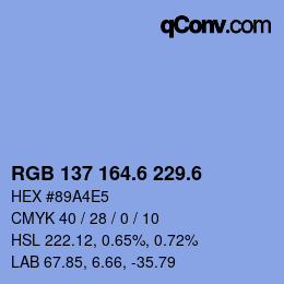 カラーコード: RGB 137 164.6 229.6 | qconv.com