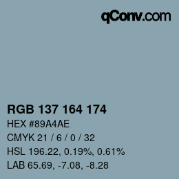 Color code: RGB 137 164 174 | qconv.com