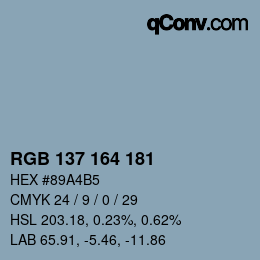Farbcode: RGB 137 164 181 | qconv.com