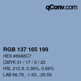 Color code: RGB 137 165 199 | qconv.com