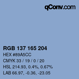 Color code: RGB 137 165 204 | qconv.com