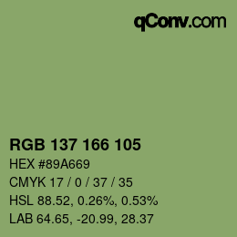 カラーコード: RGB 137 166 105 | qconv.com