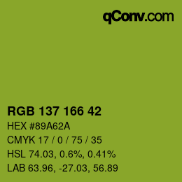 Color code: RGB 137 166 42 | qconv.com