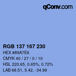 Código de color: RGB 137 167 230 | qconv.com