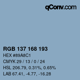 Color code: RGB 137 168 193 | qconv.com