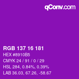 Color code: RGB 137 16 181 | qconv.com