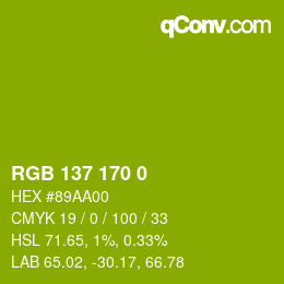 Color code: RGB 137 170 0 | qconv.com