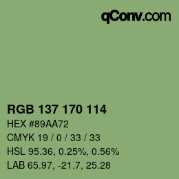 Color code: RGB 137 170 114 | qconv.com