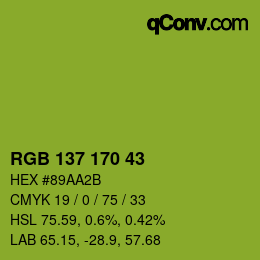 カラーコード: RGB 137 170 43 | qconv.com