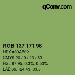 カラーコード: RGB 137 171 98 | qconv.com