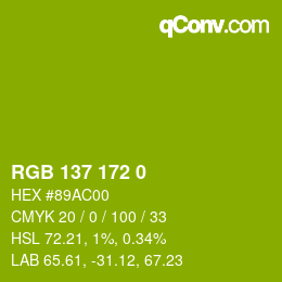 Color code: RGB 137 172 0 | qconv.com