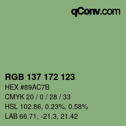 Color code: RGB 137 172 123 | qconv.com