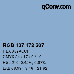 颜色代码: RGB 137 172 207 | qconv.com