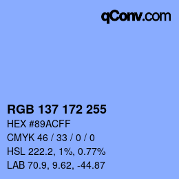 Color code: RGB 137 172 255 | qconv.com