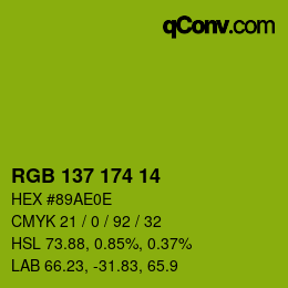 Color code: RGB 137 174 14 | qconv.com